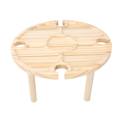 AKOOSY Praktischer Outdoor Picknicktisch mit Weintischfunktion Großer Runder Beine Platzsparend Tragbar für Weinpicknick Camping Garten Feier von AKOOSY