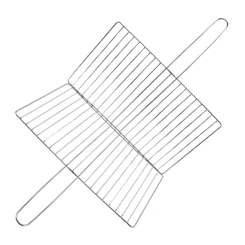 AKOOSY Robustes Grillgitter mit Griff Dickes BBQ Grillzubehör für Fisch Gemüse Fleisch Vertikaler Stil Vielseitig für Outdoor Grillen Camping und Holzkohlegrill Komfortable Handhabung von AKOOSY