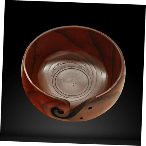 AKOOSY Runde Holz garnschale Glatte Oberfläche mit Wirbelndem Design Stabile Wollaufbewahrung für Häkelnadeln und Strickzubehör Verhindert Garnverheddern für Handarbeitsfans und Kreative von AKOOSY