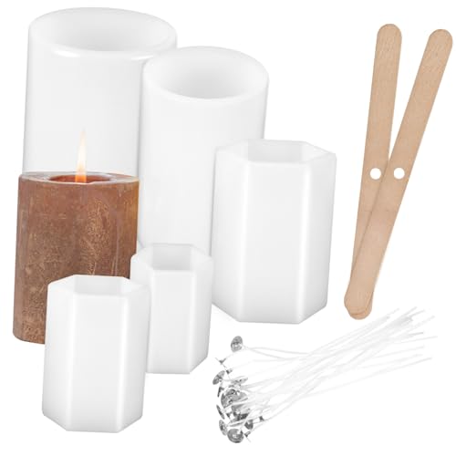 AKOOSY Silikon Kerzenformen Teilig mit Premium Dochten und Docht Haltern für Stabile DIY Kerzenherstellung Leicht Entformbar für Bastelprojekte und Geschenkideen von AKOOSY