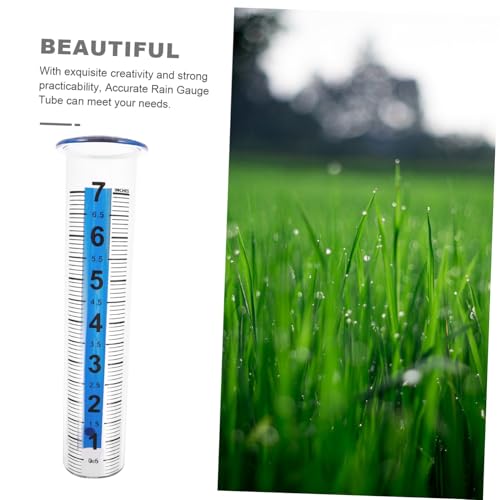 AKOOSY Transparenter Kunststoff Regenmesser Messbecher mit Blauem Messstab Praktisches Regenmessgerät für Gartenbewässerung und Wasserstandsmessung Einfach Ablesbar Wiederverwendbar von AKOOSY