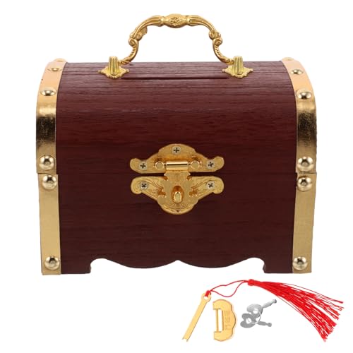 AKOOSY Vintage Holzschatztruhe mit Schloss Retro Aufbewahrungsbox aus Holz für Schmuck Ringe Halsketten und Andenken Handgefertigte Multifunktionale Schmuckorganizer im Vintage Beach von AKOOSY