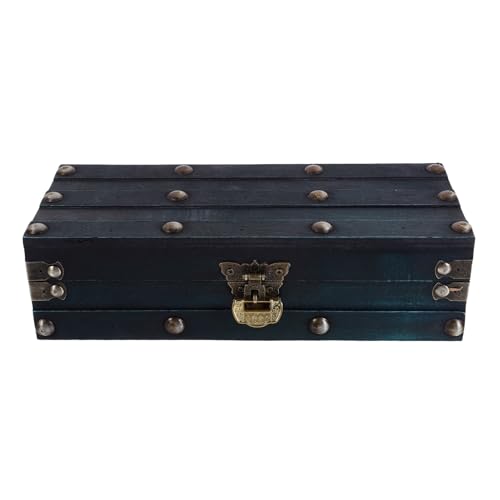 AKOOSY Vintage Holzschmuckbox mit Schloss Kleine Aufbewahrungsbox für Ohrringe Armbänder und Ringe Multifunktionaler Schmuck Organizer Eleganter Tischdekoration Robustes Holzgehäuse von AKOOSY