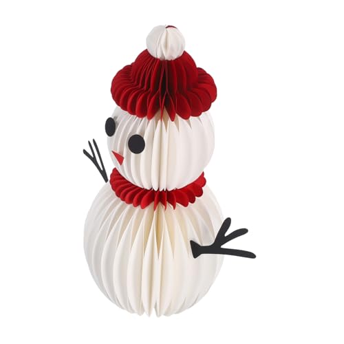 AKOOSY Weihnachtlicher Schneemann Honeycomb Dekofigur Rustikal-modern Festlicher Tischmittelpunkt für Party und Zuhause Kompakt Lagerbar Warme Atmosphäre für Weihnachtsfeiern von AKOOSY