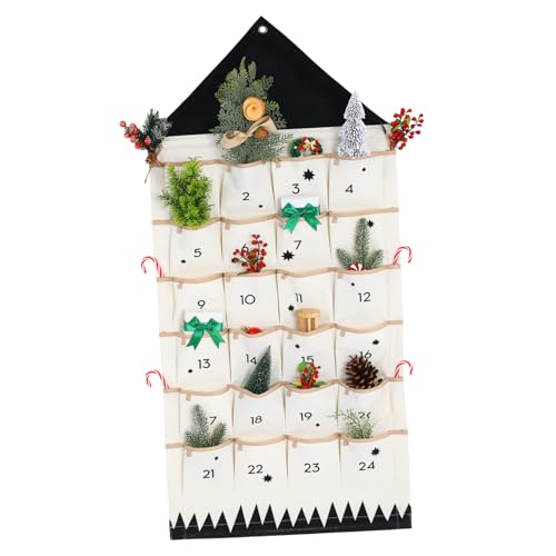 AKOOSY Weihnachtskalender Aufbewahrungstasche Fächer Wandbeutel Hängend Großes Fassungsvermögen Wiederverwendbarer Adventskalender Organizer Für Weihnachtsdeko Geschenkbeutel von AKOOSY
