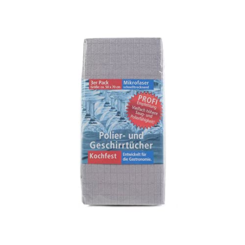 AKOR Textil 3er-Set Mikrofaser Poliertuch Geschirrtuch 50 x 70 cm Kochfest 95°C (anthrazit) von AKOR Textil