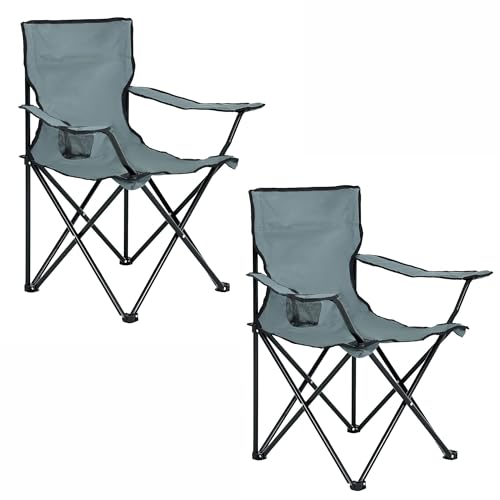 AKORD 2er Set Campingstuhl Faltbar ANTER | Klappstuhl Wasserdicht Angelstuhl 50x50x80 cm | Gartenstuhl Klappbar Strandstuhl Leicht Camping Chair | Faltbarer Stuhl | Klappstühle bis 110 kg | Grau von AKORD