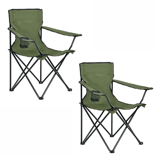 AKORD 2er Set Campingstuhl Faltbar ANTER | Klappstuhl Wasserdicht Angelstuhl 50x50x80 cm | Gartenstuhl Klappbar Strandstuhl Leicht Camping Chair | Faltbarer Stuhl | Klappstühle bis 110 kg | Grün von AKORD