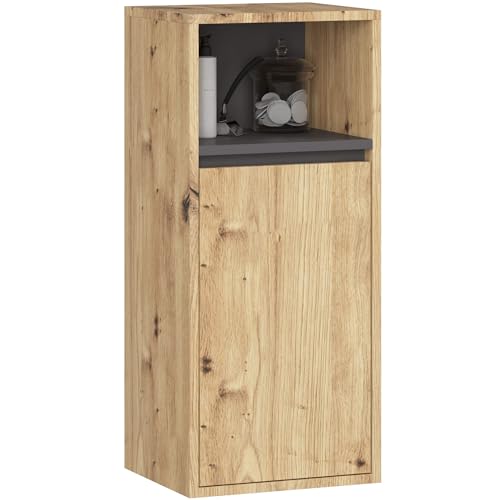 AKORD Badezimmer Hängeschrank VAMI 35 cm - Bad Hängeschrank 1 Tür 3 Regalböden - Hängeschränke fürs Bad - Wandschrank Hängend - Robuste - B35xH80xT30 cm - Artisan-Eiche & Graphitgrau AKORD Badezimmer Hängeschrank VAMI 35 cm - Bad Hängeschrank 1 Tür 3 Regalböden - Hängeschränke fürs Bad - Wandschrank Hängend - Robuste - B35xH80xT30 cm - Artisan-Eiche & Graphitgrau von AKORD