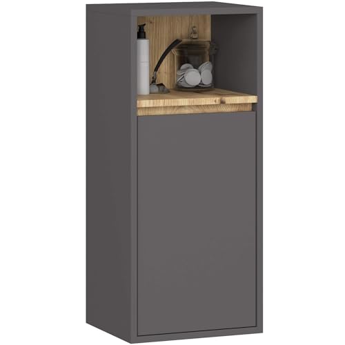 AKORD Badezimmer Hängeschrank VAMI 35 cm - Bad Hängeschrank 1 Tür 3 Regalböden - Hängeschränke fürs Bad - Wandschrank Hängend - Robuste - B35xH80xT30 cm - Graphitgrau & Artisan-Eiche AKORD Badezimmer Hängeschrank VAMI 35 cm - Bad Hängeschrank 1 Tür 3 Regalböden - Hängeschränke fürs Bad - Wandschrank Hängend - Robuste - B35xH80xT30 cm - Graphitgrau & Artisan-Eiche von AKORD