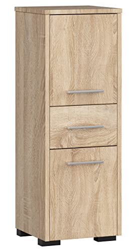 AKORD Badezimmerschrank schränke | Badezimmer kommode | FIN 85 2D1SZ, 2 Türen und 1 Schublade, B30 x H85 x T30 cm, Gewicht 25 kg, auch als Hängeschrank für Wandmontage verwendbar von AKORD