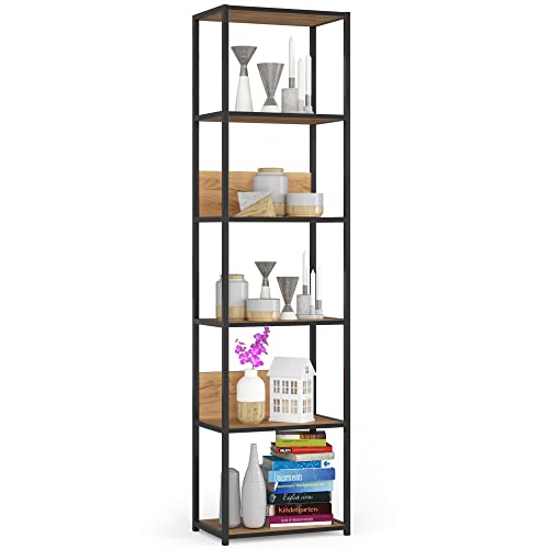 AKORD Bücherregal mit 6 Ablagen 50cm breit | Industrial/Loft-Style | Offen | Skelettbauweise | Standregal | Holz/Metall | Für Küche, Schlafzimmer, Büro | Regal mit Metallrahmen | Schwarz/Craft-Eiche AKORD Bücherregal mit 6 Ablagen 50cm breit | Industrial/Loft-Style | Offen | Skelettbauweise | Standregal | Holz/Metall | Für Küche, Schlafzimmer, Büro | Regal mit Metallrahmen | Schwarz/Craft-Eiche von AKORD