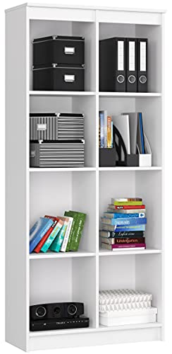 AKORD Büro-Bücherregal CLP 80 cm | 8 Außenregale | Büro-standregal für Dokumente Bücher für Schrank Schlafzimmer Wohnzimmer | Minimalistisch | Laminierte Platte 16 mm | Farbe Weiß von AKORD