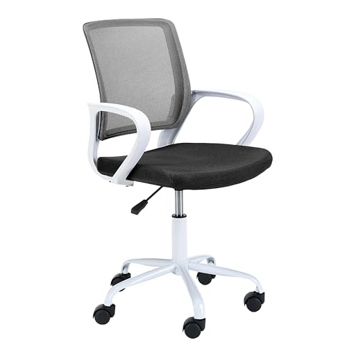 AKORD Büro-Stuhl für Kinder FD-6 | Bürostühle Ergonomisch mit Armlehne | Schreibtischstuhl | Office Chair | Drehbar | Höhenverstellbar | Maximale Belastung: 100 kg | Weiß | Schwarz von AKORD