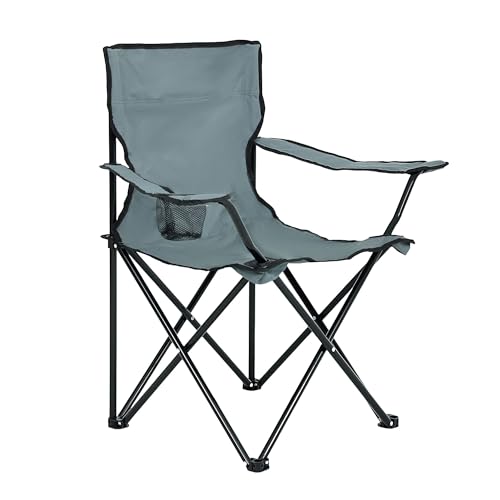 AKORD Campingstuhl Faltbar ANTER | Klappstuhl Wasserdicht Angelstuhl 50x50x80 cm | Gartenstuhl Klappbar Strandstuhl Leicht Camping Chair | Faltbarer Stuhl | Klappstühle bis 110 kg | Grau von AKORD