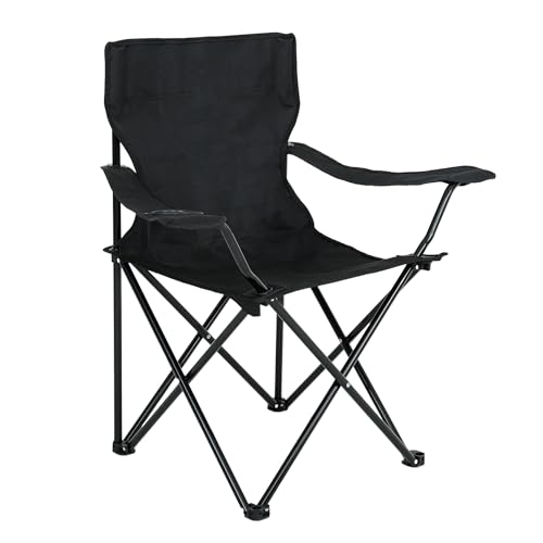 AKORD Campingstuhl Faltbar ANTER | Klappstuhl Wasserdicht Angelstuhl 50x50x80 cm | Gartenstuhl Klappbar Strandstuhl Leicht Camping Chair | Faltbarer Stuhl | Klappstühle bis 110 kg | Schwarz von AKORD