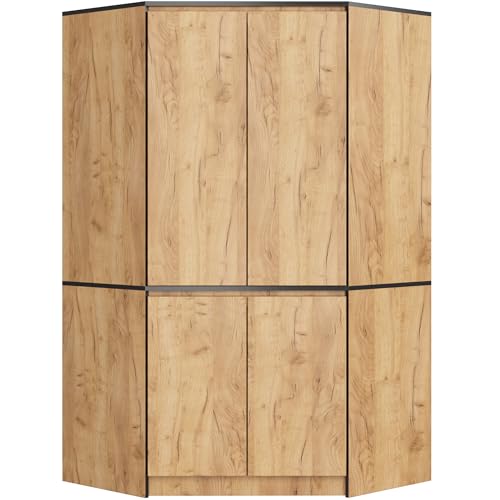 AKORD Eckkleiderschrank Craft Eiche 100 cm 4 Türen 6 Regalböden B100xH50xT180 cm von AKORD