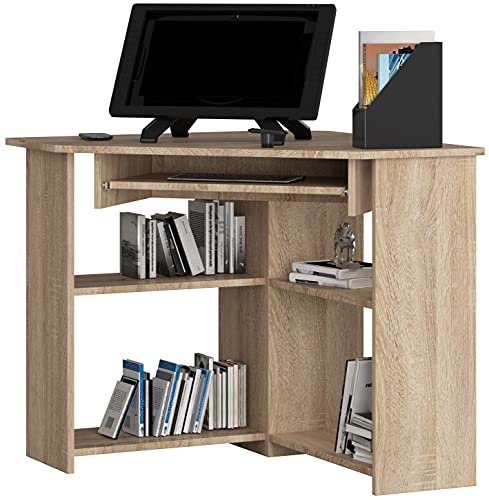 AKORD Schreibtisch L Form | ecktisch | Eck Schreibtisch für Home Office | Einfache Montage | 80x74x80 cm | Elegantes funktionales Design | 16 mm laminierte Platte | Farbe Eiche Sonoma OakSonoma von AKORD