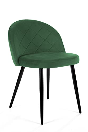 AKORD | Esszimmerstühle mit Samt | Gepolsterter Stuhl aus Velours | Gesteppter Esszimmerstuhl | Esstisch mit Stahlbeinen | Sessel Wohnzimmer | Samtstuhl | Belastbarkeit: 125 kg | Flaschengrün von AKORD