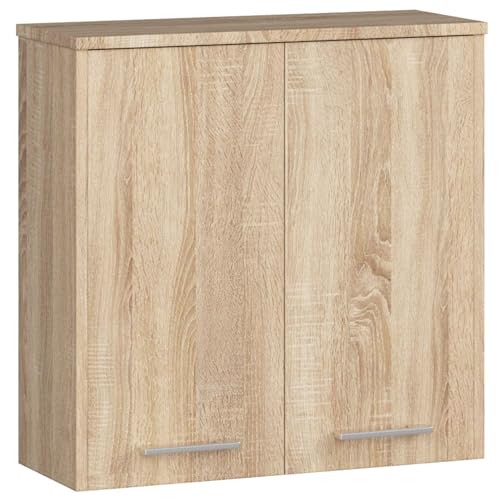 AKORD Hängender Badezimmerschrank FIN W60 2D 2-türig, B60 x H60 x T22,5 cm, Gewicht 18 kg | Sonoma-Eiche von AKORD