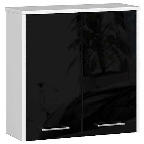 AKORD | Hängender Badezimmerschrank FIN W60 2D 2-türig | Hängeschränke Fürs Bad | Tür Links oder Rechtseitiger Montage | B60 x H60 x T22,5 cm | Gewicht 18 kg | Weiß/schwarzes Glas AKORD | Hängender Badezimmerschrank FIN W60 2D 2-türig | Hängeschränke Fürs Bad | Tür Links oder Rechtseitiger Montage | B60 x H60 x T22,5 cm | Gewicht 18 kg | Weiß/schwarzes Glas von AKORD