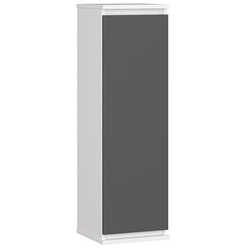 AKORD Hängeschrank W30 30 cm | mit 1 Tür | Küchenschränke | Geräumig | Für Küche | Für eine Küchenzeile | Als Teil eines Sets | B30 x H99 x T30 cm | Gewicht 14,95 kg | Weiß & Graphitgrau Front von AKORD