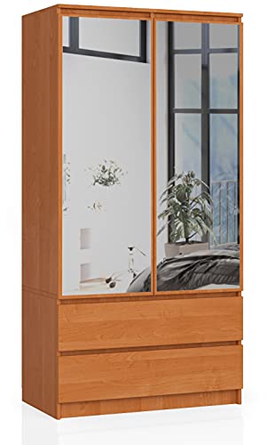 AKORD Kleiderschrank mit Spiegel S 90 cm 2 Türen 2 Schubladen mit Regalen und Einer Kleiderstange für EIN Schlafzimmer Kleiderschränke Schichtstoffplatte 16 mm Farbe Erle AKORD Kleiderschrank mit Spiegel S 90 cm 2 Türen 2 Schubladen mit Regalen und Einer Kleiderstange für EIN Schlafzimmer Kleiderschränke Schichtstoffplatte 16 mm Farbe Erle von AKORD