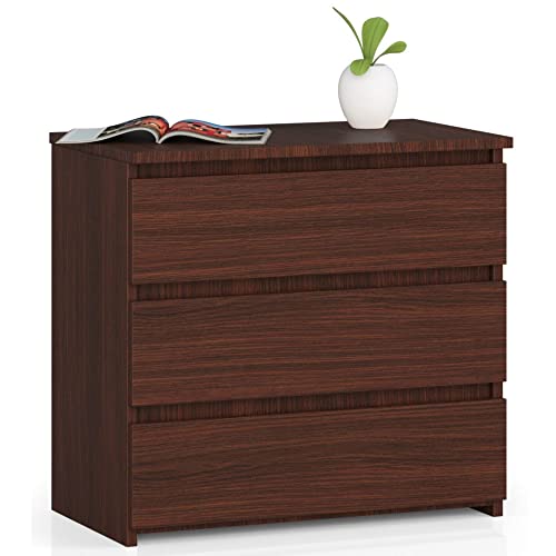 AKORD Kommode CL-3 mit 3 Schubladen | für das Wohnzimmer Schlafzimmer Schrank Büro Arbeitszimmer | Modernes Funktionales Design | B60 x H57 x T35 cm, Gewicht 26 kg | Wenge von AKORD