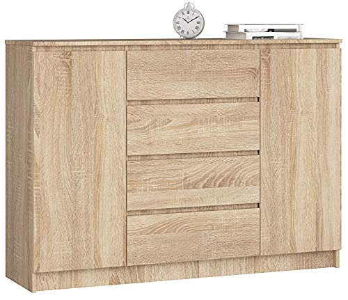 AKORD Kommode K 140 cm 4 Schubladen und 2 Türen | zum Wohnzimmer Schlafzimmer Arbeitszimmer | Modernes funktionales Design | Schichtstoffplatte Farbe Sonoma AKORD Kommode K 140 cm 4 Schubladen und 2 Türen | zum Wohnzimmer Schlafzimmer Arbeitszimmer | Modernes funktionales Design | Schichtstoffplatte Farbe Sonoma von AKORD