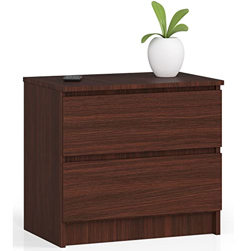 AKORD Kommode K60 mit 2 Schubladen | für das Wohnzimmer Schlafzimmer Schrank Büro Arbeitszimmer | Modernes Funktionales Design | B60 x H55 x T40 cm, Gewicht 20kg | Wenge von AKORD