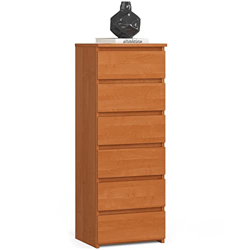 AKORD | Kommode mit 6 Schubladen| Rollschubladen | Schubladenschrank Kleiderschrank | Sideboard mit Ablage | Robust | Universal Design | Erle von AKORD