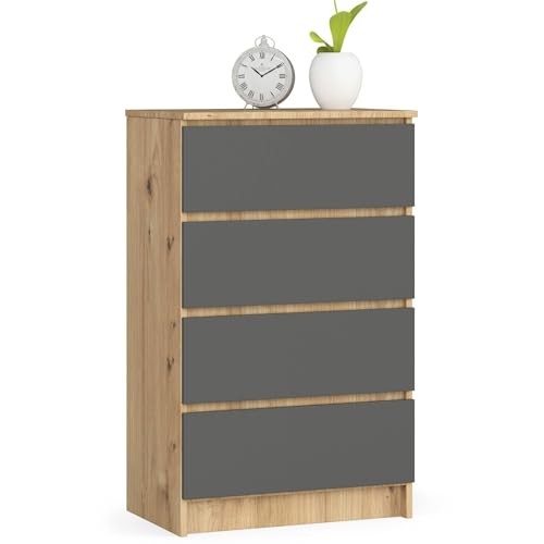 AKORD Kommode mit 4 Schubladen Beistellschrank Highboardmodernes Sideboard für Wohnzimmer Esszimmer Schlafzimmer Flur Badezimmer 60x99x40cm von AKORD