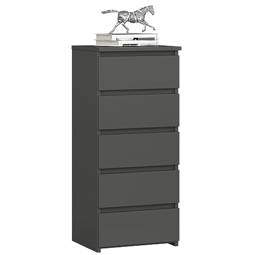 AKORD Kommode CL5 40 cm | 5 Schubladen | Schrank | für das Wohnzimmer | für das Schlafzimmer | B40 x H92 x T35 cm | Gewicht 21,9 kg | Graphitgrau/Graphitgrau von AKORD