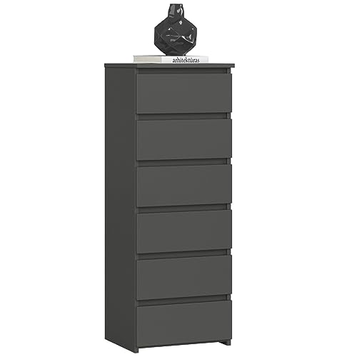 AKORD Kommode CL6 40 cm | 6 Schubladen | Schrank | für das Wohnzimmer | für das Schlafzimmer | B40 x H109 x T35 cm | Gewicht 25,5 kg | Graphitgrau/Graphitgrau AKORD Kommode CL6 40 cm | 6 Schubladen | Schrank | für das Wohnzimmer | für das Schlafzimmer | B40 x H109 x T35 cm | Gewicht 25,5 kg | Graphitgrau/Graphitgrau von AKORD
