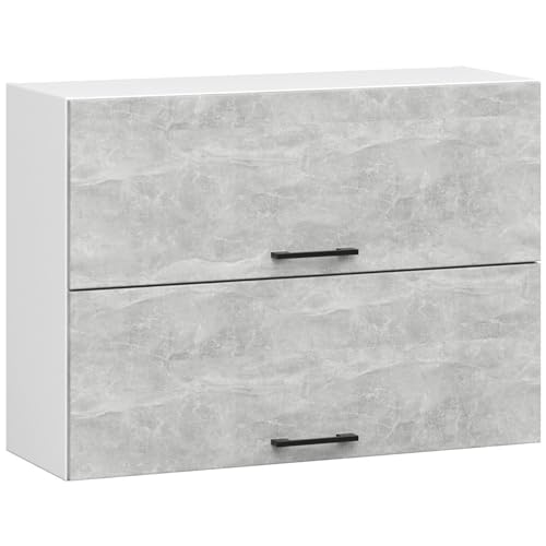 AKORD Küchen-Hängeschrank OLIWIA G2 80 cm | mit 2 Türen | Küchenschränke | Geräumig | Für eine kleine Küche | Für eine Küchenzeile | Als Teil eines Sets | B80 x H58 x T30 cm | 21,60 kg | Weiß & Beton von AKORD