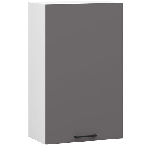 AKORD Küchen-Hängeschrank OLIWIA H720 50 cm mit 1 Tür | Küchenschränke | Geräumig | Für kleine Küche | Für eine Küchenzeile | Als Teil eines Sets | B50 x H72 x T30 cm | 14,35 kg | Weiß & Graphitgrau von AKORD