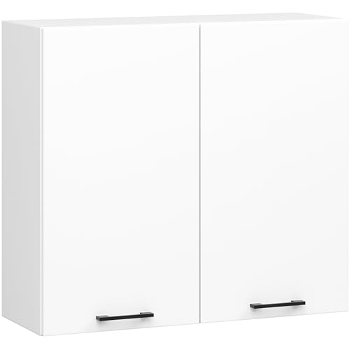 AKORD Küchen-Hängeschrank OLIWIA H720 80 cm | mit 2 Türen | Küchenschränke | Geräumig | Für eine kleine Küche | Für eine Küchenzeile | Als Teil eines Sets | B80 x H72 x T30 cm | 21,10 kg | Weiß von AKORD