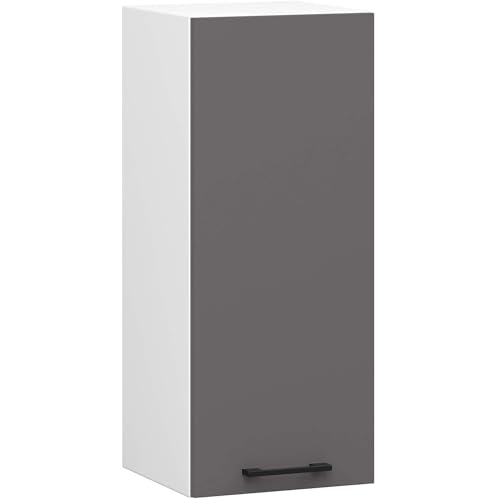 AKORD | Küchenhängeschrank - Oliwia H720 W30 | 2 Regalböden & 1 Tür Küche Schrank | Einbauküche Küchenzeile Küchenmöbel Küchenschränke | Laminierte Platte | 30 x 30 x 72 cm | Weiß & Graphitgrau von AKORD