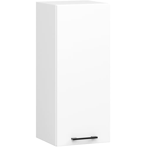 AKORD | Küchenhängeschrank - Oliwia H720 W30 | 2 Regalböden & 1 Tür Küche Schrank | Einbauküche Küchenzeile Küchenmöbel Küchenschränke | Laminierte Platte | 30 x 30 x 72 cm | Weiß von AKORD