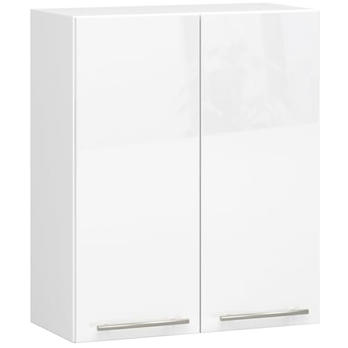 AKORD | Küchenhängeschrank - Oliwia W60 | 2 Regalböden & 2 Tür Küche Schrank | Einbauküche Küchenzeile Küchenmöbel Küchenschränke | Laminierte Platte | 60 x 30 x 72 cm | Weiß | Weiß Glanz von AKORD