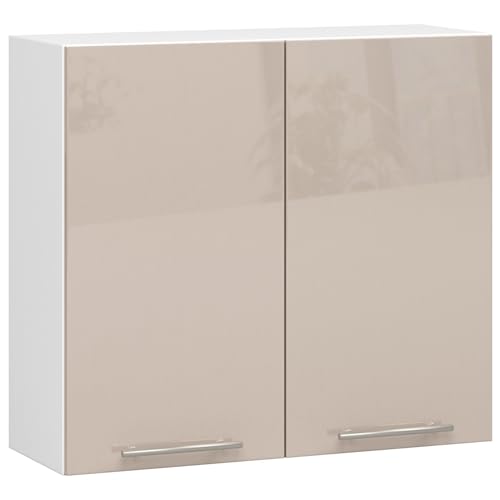 AKORD | Küchenhängeschrank - Oliwia W80 | 2 Regalböden & 2 Tür Küche Schrank | Einbauküche Küchenzeile Küchenmöbel Küchenschränke | Laminierte Platte | 80 x 30 x 72 cm | Weiß | Cappuccino Glanz von AKORD