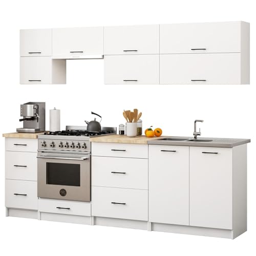 AKORD | KüchenmöbelSet 2.4m G2 | Küche Komplett | Kitchen Cabinet Set | Küchenschränke | Standschränke | Hängeschränke | Schubladen | Untertischschrank | Weiß von AKORD