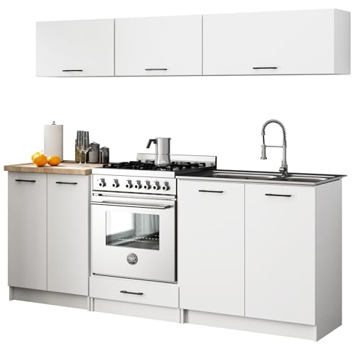 AKORD | KüchenmöbelSet 2m G1 | Küche Komplett | Kitchen Cabinet Set | Küchenschränke | Standschränke | Hängeschränke | Schubladen | Untertischschrank | Weiß von AKORD