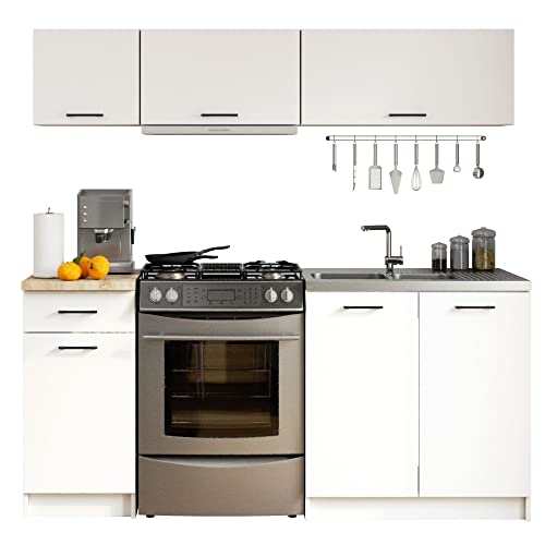AKORD | Küchenmöbelset | Küche Komplett | Kitchen Cabinet Set | Küchenschränke | Standschränke | Hängeschränke | Schubladen | Untertischschrank | robust | Universal Design | Weiß von AKORD