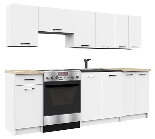 AKORD | KüchenmöbelSet 2.4m | Küche Komplett | Kitchen Cabinet Set | Küchenschränke | Standschränke | Hängeschränke | Schubladen | Untertischschrank | Weiß von AKORD