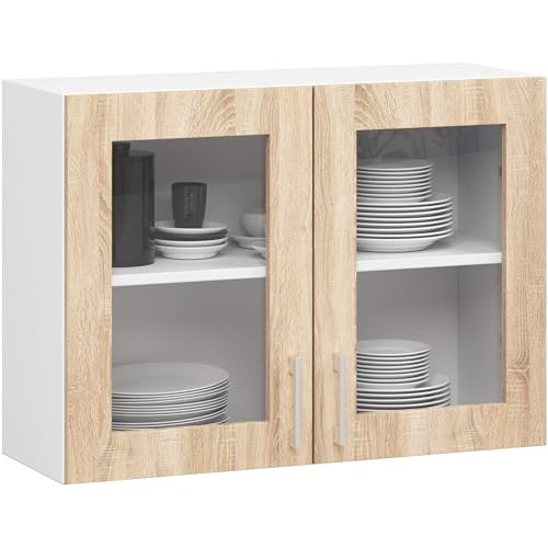 AKORD Küchenschrank Lima | Funktional | Langlebig | Modernes Design | Für große und kleine Küchen | Pflegeleicht | Kombinierbar mit Anderen Möbeln aus der Serie | Weiß | Sonoma-Eiche von AKORD