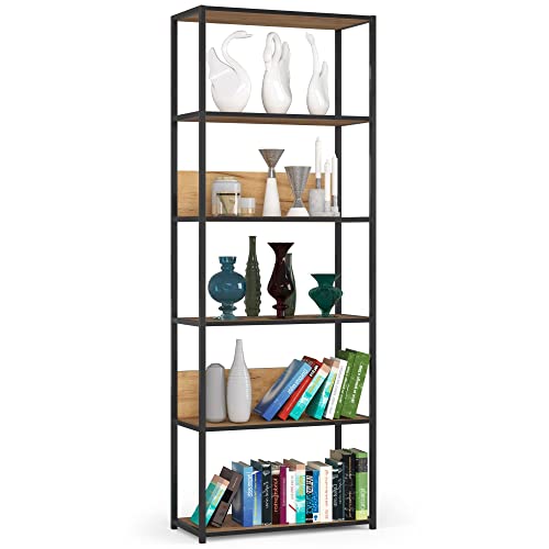 AKORD | Loft 70 cm Bücherregal | Moderner Schrank | Minimalistisch | Bücher Regal | Robust | Für Zuhause | Für das Büro | 6 Fachböden | Einfache Montage | 24 Monate Garantie von AKORD