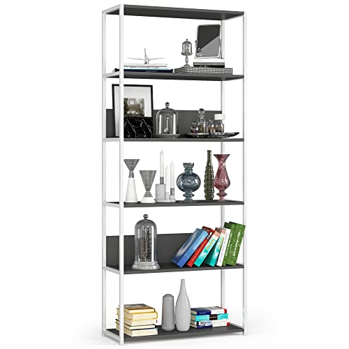 AKORD | Loft 80 cm Bücherregal | Moderner Schrank | Bücher Regal | 6 Einlegeböden | Für den Haushalt | Für das Büro | Hohe Qualität | Metallrahmen | Beschädigungssicher | Stabil | 24 Monate Garantie von AKORD