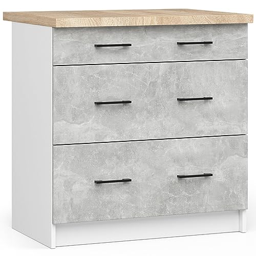 AKORD | Olive Küchenschränke | Geräumig | Robust | Für jedes Design | Für eine kleine Küche | Für eine Küchenzeile | Als Teil eines Sets | Weiß & Beton von AKORD