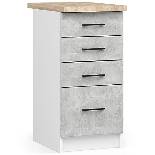 AKORD | Olive Küchenschränke | Geräumig | Robust | Für jedes Design | Für eine kleine Küche | Für eine Küchenzeile | Als Teil eines Sets | Weiß & Beton von AKORD